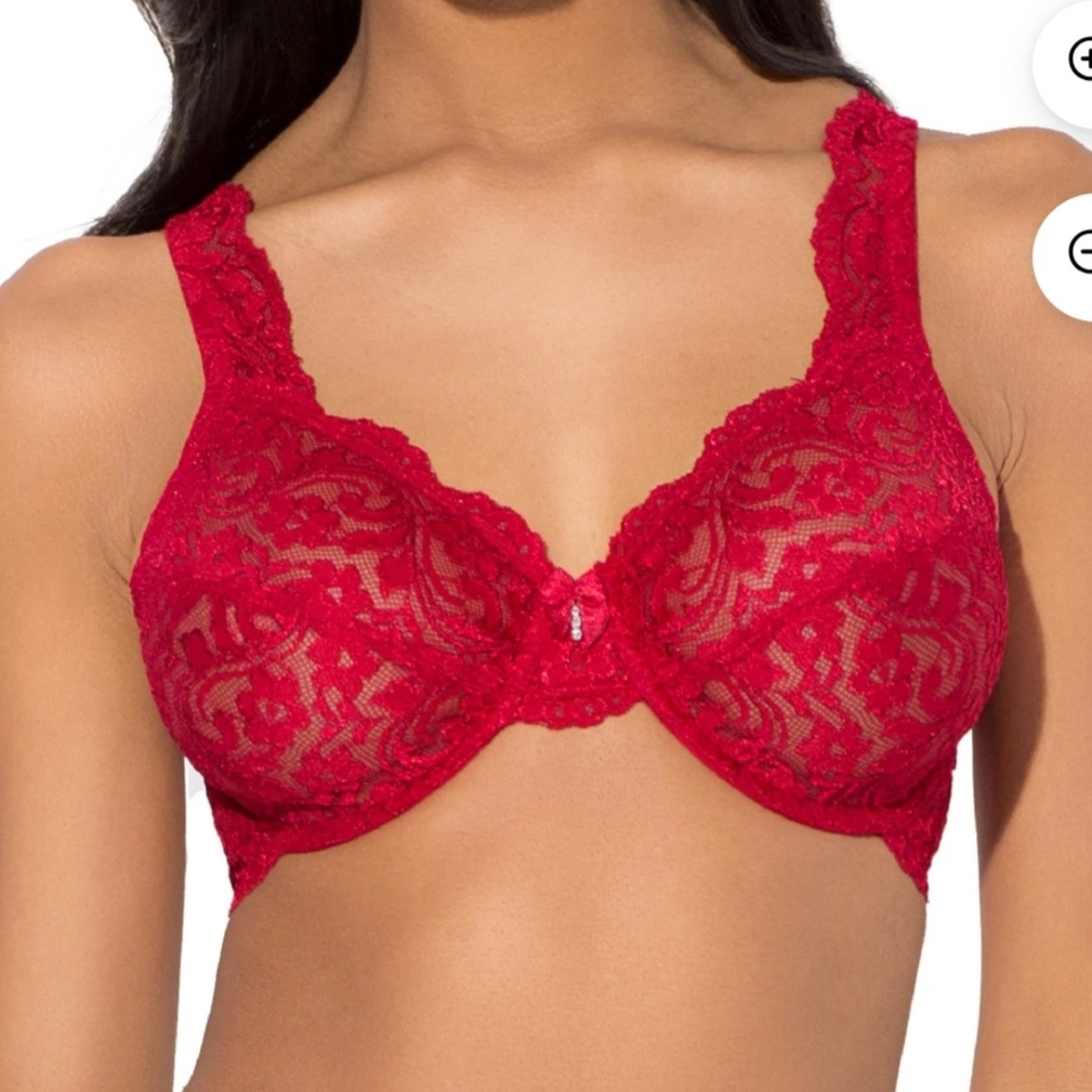 SMART & SEXY Underwire Red Lace Bra Size 38DD